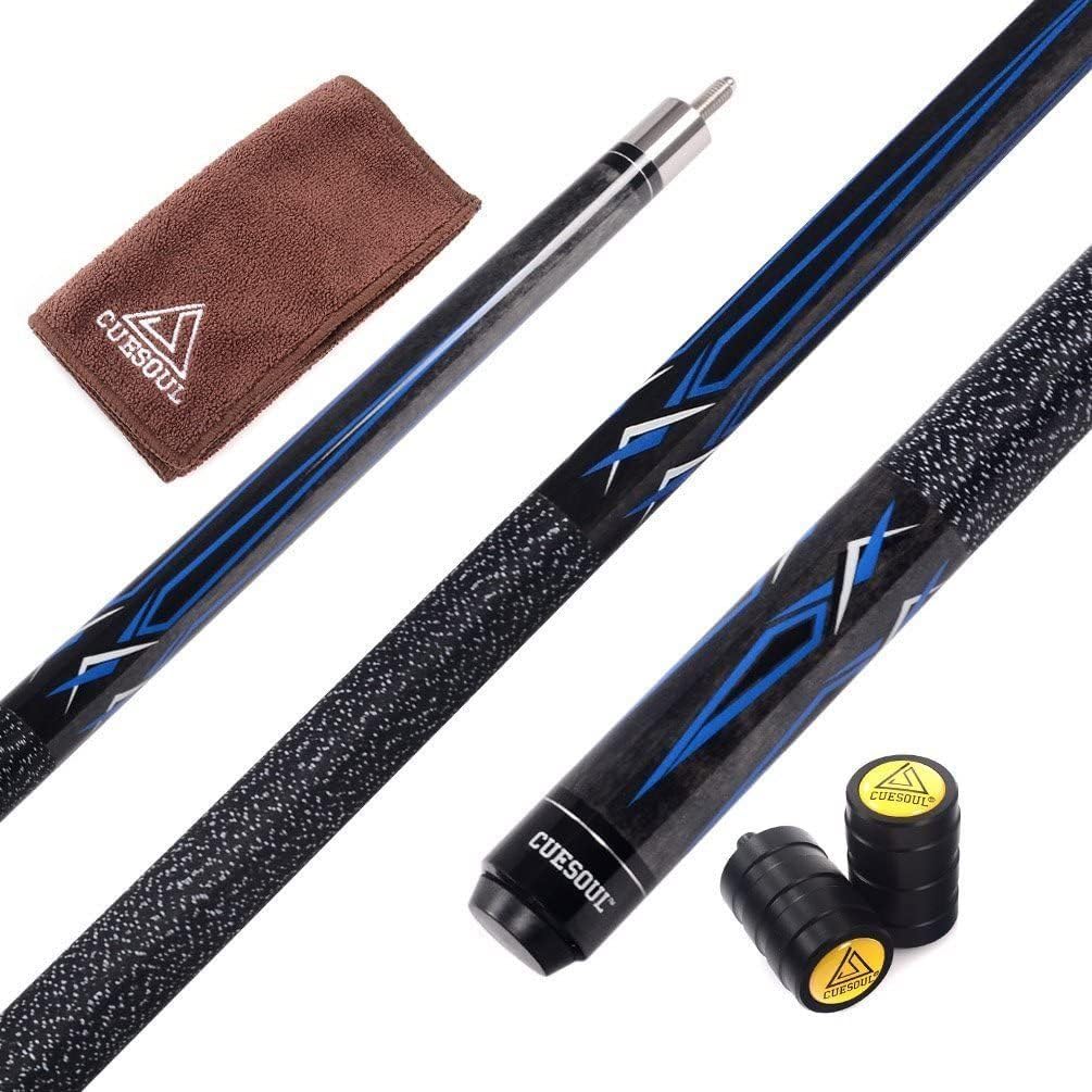 CUESOUL 58 Inch 19oz 1/2 Jointed Maple Billiard Pool Cue Stick Set with Irish Linen Wrap, Canadian Maple Shaft Weight Adjustable, 11.5mm 6-Layered Baked Pig Leather Tip & Rubber Bumper(CSTB002U)