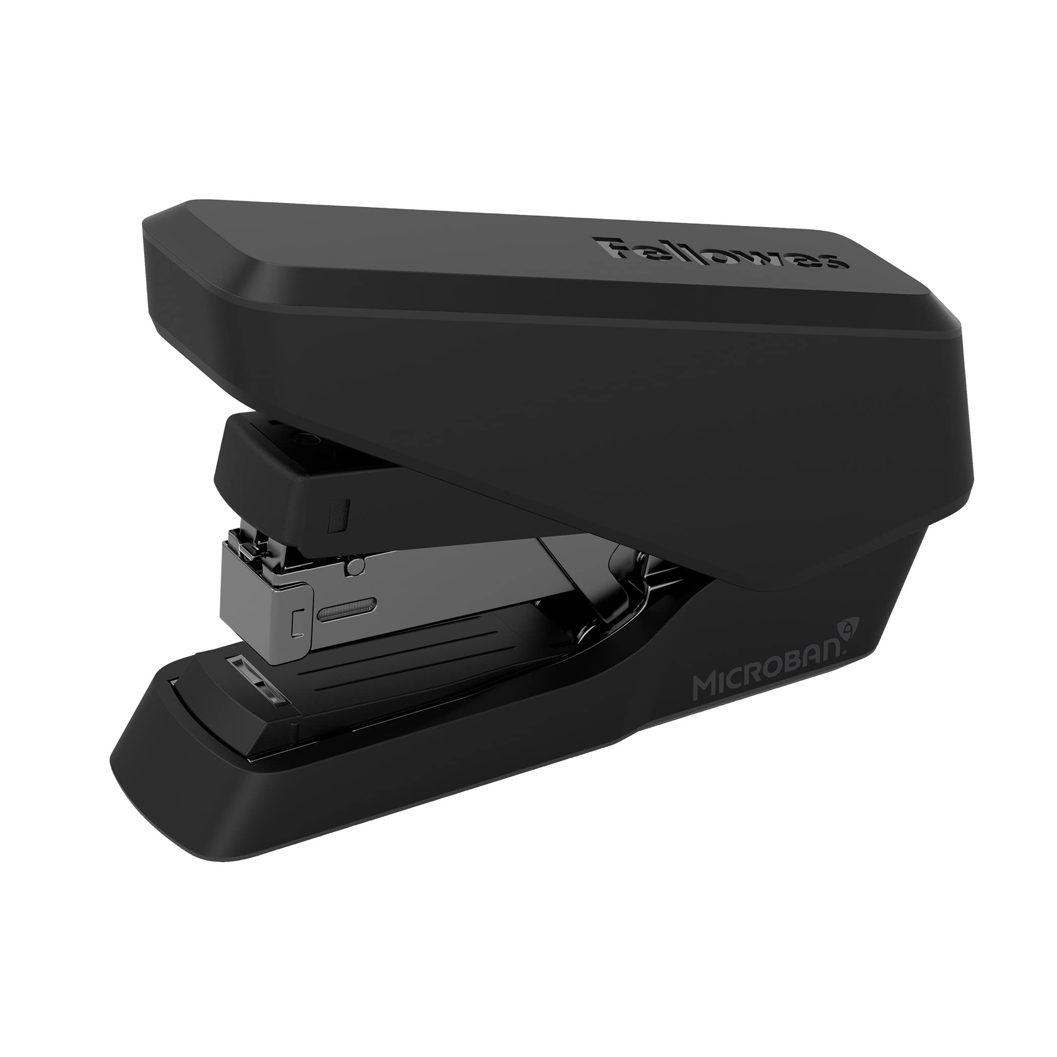 Fellowes Jam Free Stapler, 40 Sheet Capacity - LX860 EasyPress Half Strip Antibacterial Manual Stapler- Uses Both 24/6mm and 26/6mm Staples - Black