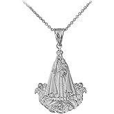 Claddagh Gold Fine 925 Sterling Silver Our Lady of Charity Nuestra Señora de la Caridad del Cobre (Medium) Pendant Necklace