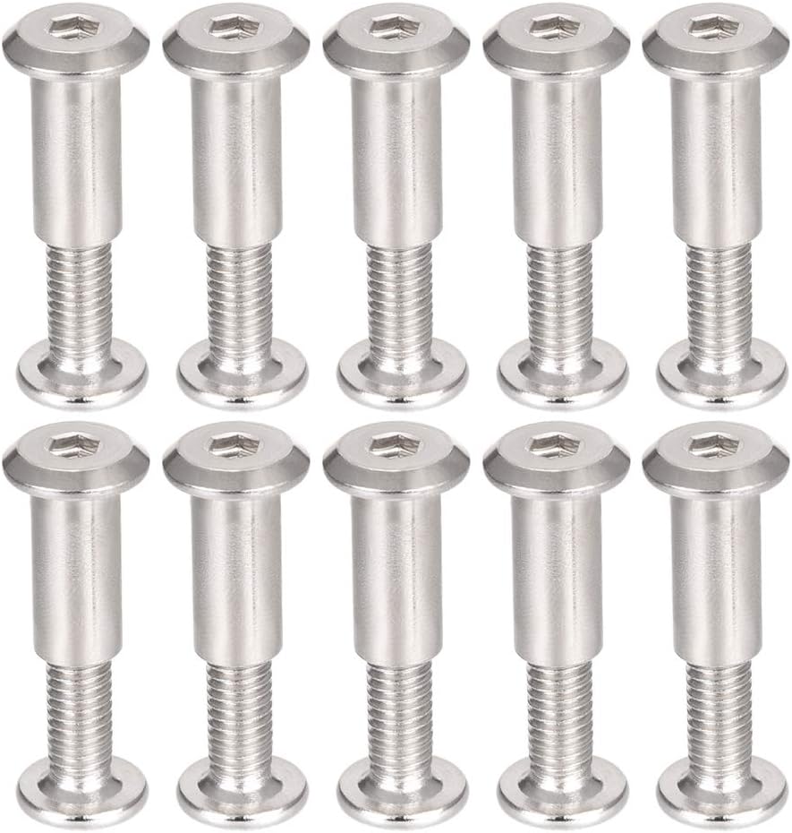 sourcing map Screw Post Fit for 5/16"(8mm) Hole Dia, Male M6x16mm Binding Bolts Leather Fastener Carbon Steel 10 Sets