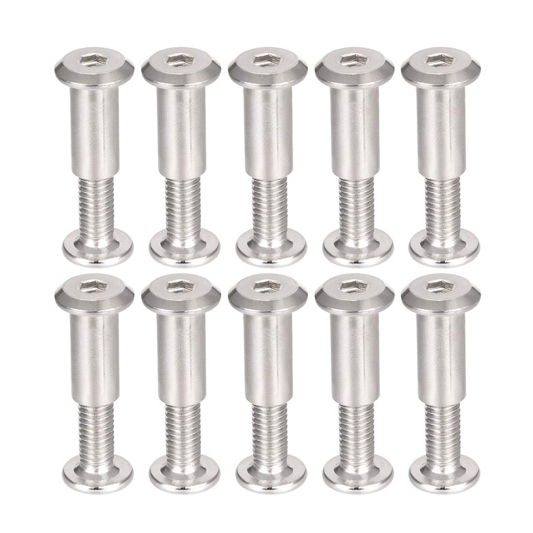 sourcing map Screw Post Fit for 5/16"(8mm) Hole Dia, Male M6x16mm Binding Bolts Leather Fastener Carbon Steel 10 Sets