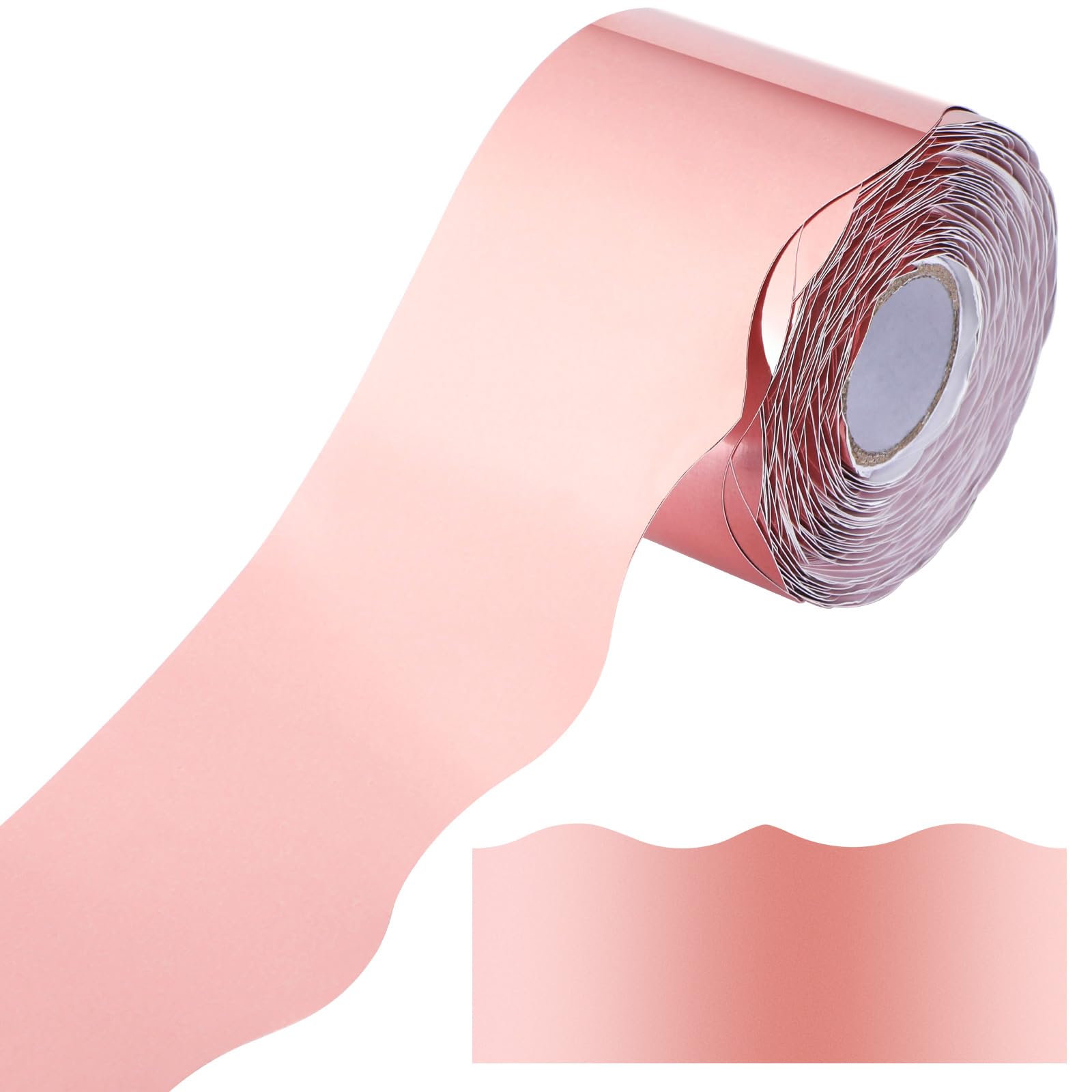 Photo 1 of Ecally 65.6 ft Scalloped Bulletin Board Borders Classroom Shine Decorative Scalloped Bulletin Board Trim Borders Decorations for School Classroom Home Decor(Light Pink)
