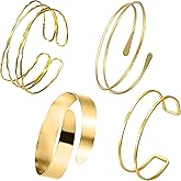 GreatMH 4-8PCS Arm Cuffs Jewelry for Women Gold Arm Cuff Bracelet
