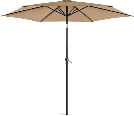 Best Choice Products 10ft Outdoor Table Compatible Steel Polyester Market Patio Umbrella W Crank And Easy Push Button Tilt Tan Garden Outdoor Amazon Com