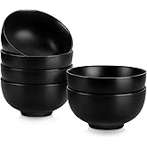 MALACASA 26 OZ Porcelain Soup Bowls Set of 6, Black Ceramic Bowls for Kitchen, Cereal Bowl for Oatmeal, Fruit, Salad, Ramen and Rice Bowl -Dishwasher & Microwave Safe Bowls