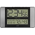 La Crosse Technology 513-1417H-AL-INT Atomic Clock with Temperature & Humidity, 11.10" L x 1.14" W x 6.61" H, Grey/Black