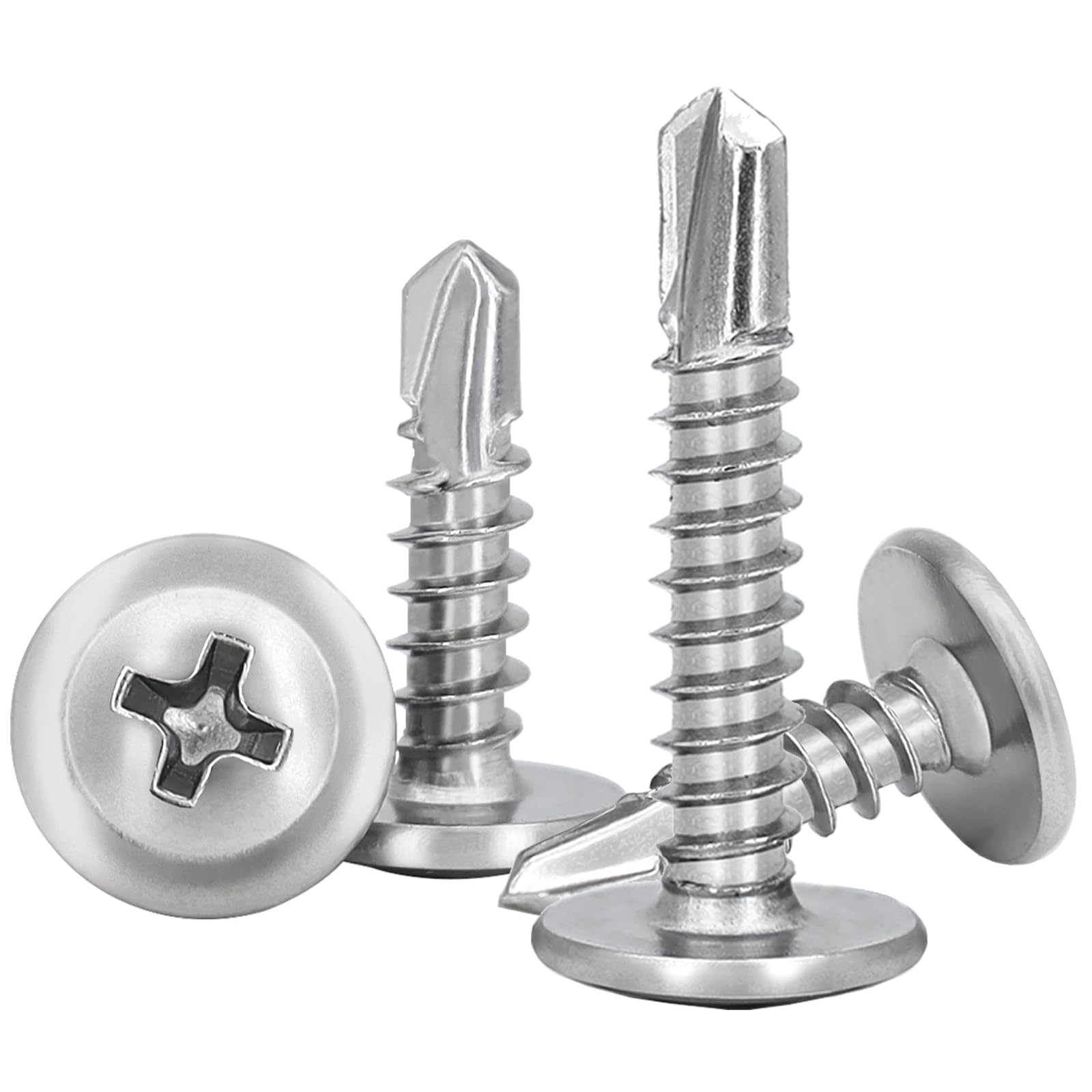 165 PCS M4.8 * 19mm Wafer Head Self Tapping Screw,410 Stainless Steel Modified Truss Head Self Drilling Screws,Tek Screws For Sheet Metal Steel,Aluminum,Wood,Plastics