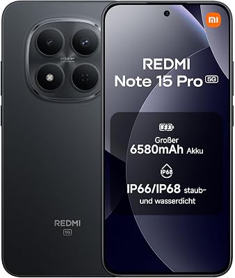 REDMI Note 15 Pro 5G Smartphone 8+512GB 6580mAh 200MP Kamera Schwarz