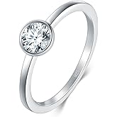 BORUO Cubic Zirconia Ring - 925 Silver Eternity Band - Elegant Crown Rings For Women - Sterling Silver Rings For Women - Silver Wedding and Anniversary Band Women, Size 4-12