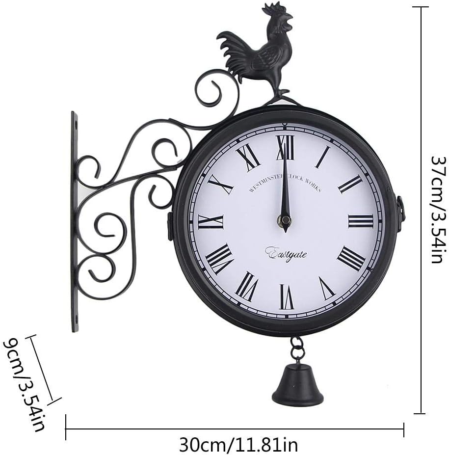 Kitabetty Wall Hanging Outdoor Clock DoubleSided Outdoor Garden Clock
