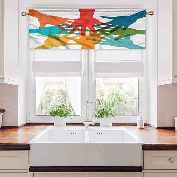 Ahuimin cenefa de cortina de luz para jóvenes, manos coloridas, trabajo