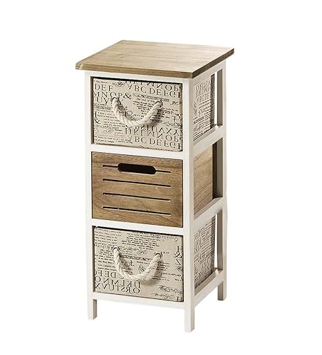 Kommode Holzregal mit 3 Schubfächern im Vintagedesign 64 cm