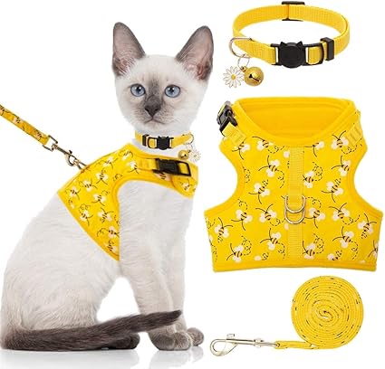 Bingpet Katzengeschirr Mit Leine Und Halsband Zum Spazierengehen Ausbruchsicher Mit 150 Cm Leine Verstellbare Weiche Weste Geschirre Fur Mittelgrosse Und Grosse Katzen Amazon De Kuche Haushalt