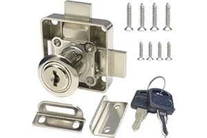 BOOLIAN Double Door Cabinet Lock with Double Deadbolt [Keyed Alike] - Left Side Mount, Drilling Diameter 3/4"/19mm for (3/5"-/15mm -7/8"-/22mm) Door Panel (1 Pack)