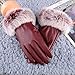 IEason Gloves, Women Lady Black Leather Gloves Autumn Winter Warm Rabbit Fur Mittens (Red)