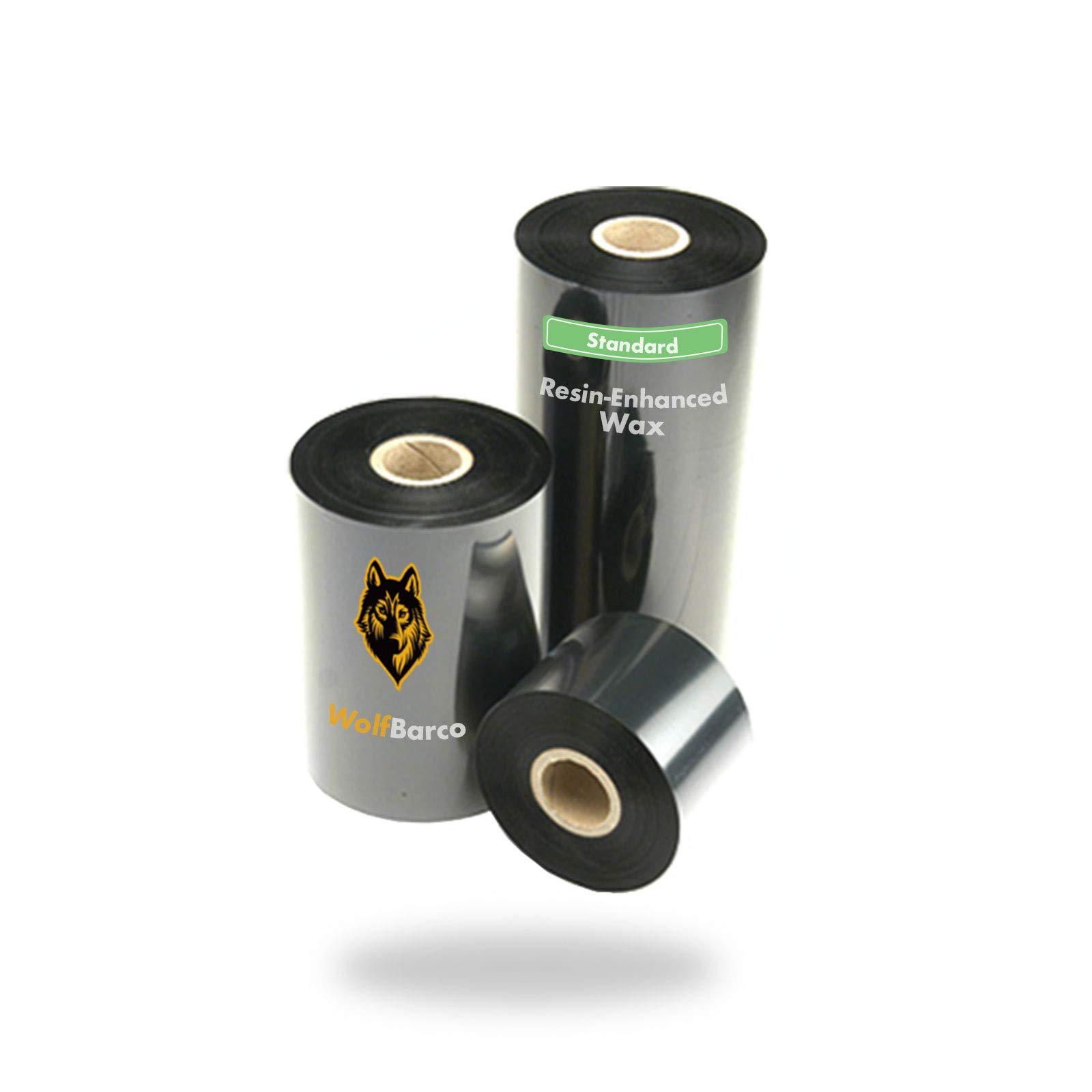 Photo 1 of 24 Rolls Wolfbarco 4.33" x 1476' (110mm x 450m) Black Standard Wax Thermal Transfer Ribbon Compatible with Zebra ZT200, ZT220, ZT230, ZT410, ZT420, ZT610,TEC, INTERMEC,Citizen,TSC,GODEX,ARGOX printers