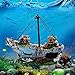 Sunyiny Aquarium Fish Tank Decoration Boat Resin Plastic Plant Ornament Perfect for 10 Gallon Miniature Terrarium Decor