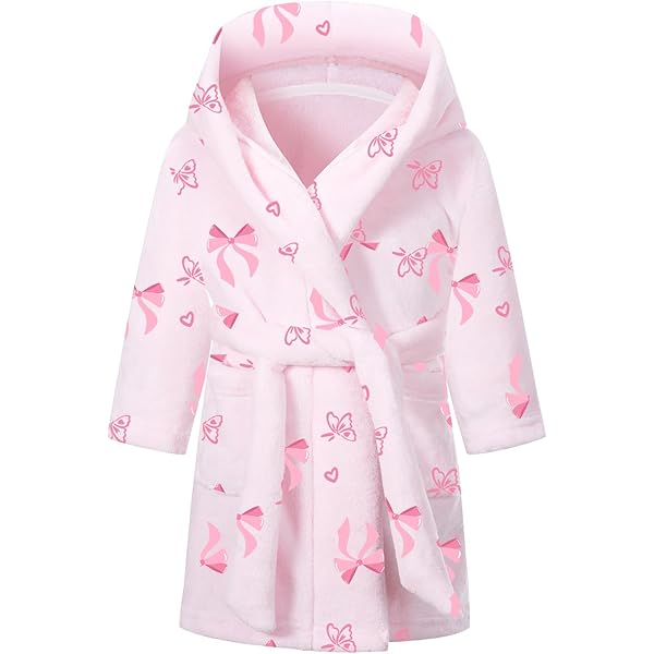 GEZHEN Toddler Baby Boys Girls Cartoon Bathrobes Flannel Night-Robe Sleepwear Long Sleeve Lightweight Jacket Pink 18 24 Years