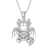 LWXIE Diamond Dragon Necklace for Women 925 Sterling Silver Faerie Dragon Pendant Necklaces with Lab Grown Diamonds Jewelry Gifts for Mom Wife Girlfriend Daughter Sister Friend