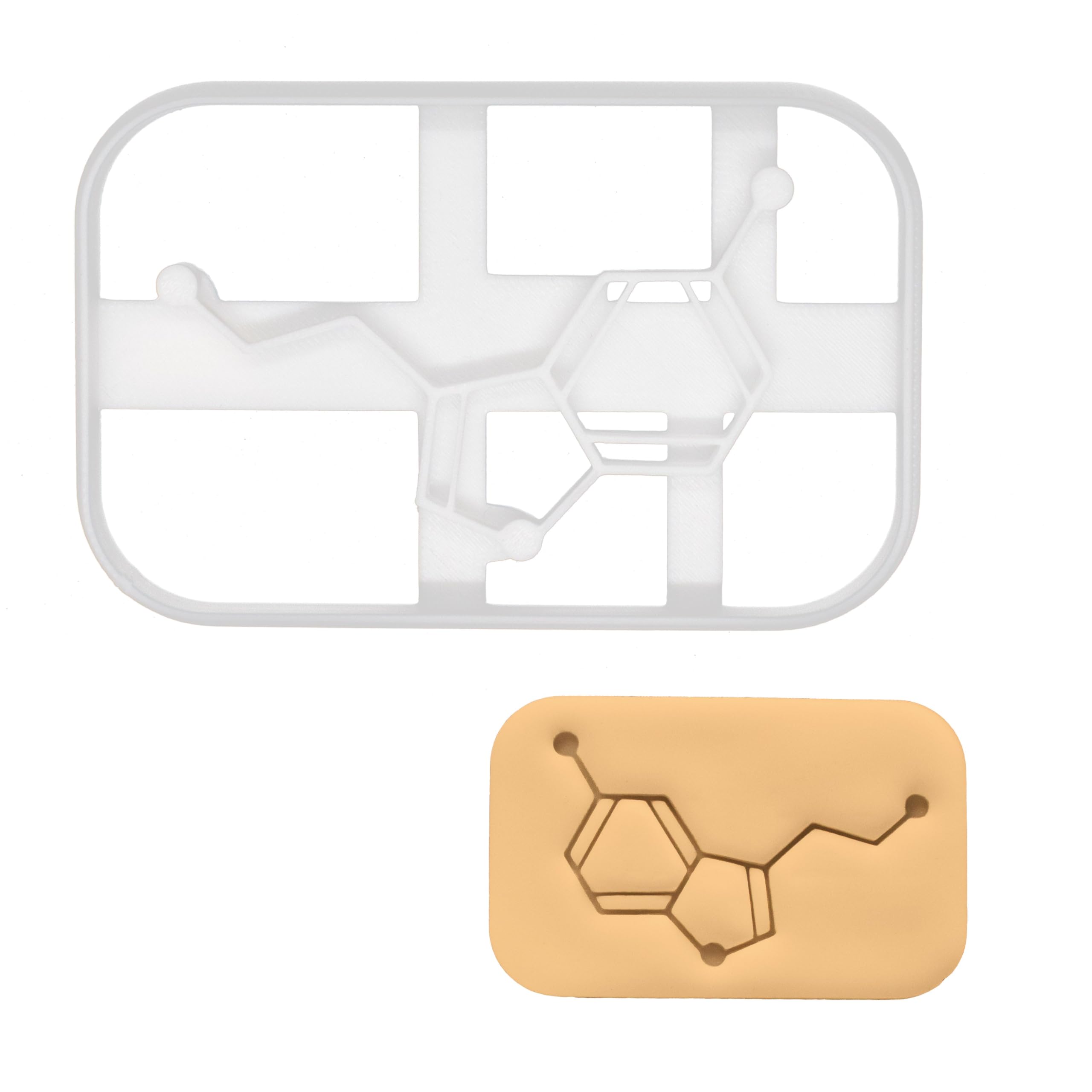 BAKERLOGY Serotonin Molecule Cookie Cutter - Detailed Biscuit Cutter Design for Baking and Crafts, Ideal on Fondant, Dough, Clay