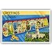 GREETINGS FROM 50 American states vintage reprints postcard set (ca. 1930-1940's). Large letter name postcards of each U.S. state. Post card variety pack. Made in USA.