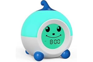 I·CODE Teach Me Time Kids Alarm Clock, Children's Sleep Trainer with Emoji,Toddler Sleep Aid Night Light with Auto-Off Timer,