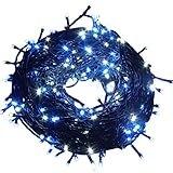 Excelvan Safe Low Voltage 250 LEDs 50M/164FT Dimmable Fairy String Lights with 8 Modes for Bedroom Patio Garden Party Wedding Christmas Decoration, White Blue