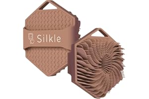 SILKLE Silicone Body Scrubber - Exfoliating Bath Brush and Skin Cleanser - Shower Sponge for Gentle Body Scrub and Wash - Silicone Scrubbing Care Tool for a Refreshed and Renewed You - Brown