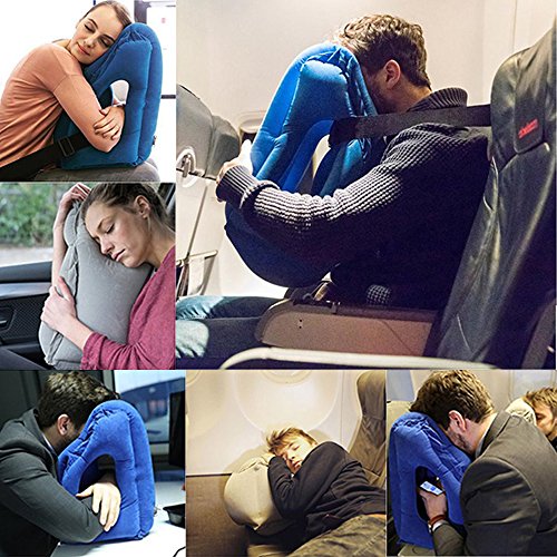 Fast Inflating Airplane Travel Pillow - Push Button Soft Pillow Head Neck Support Portable Air Pillow For Plane Train Car Office Napping Camping - Thumbnail 6