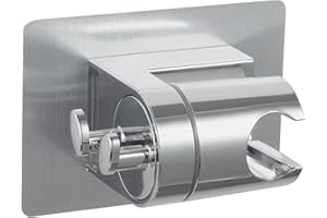 OFFO Shower Head Holder, Strong Adhesive Handheld Shower Head Holder with 2 Hanger Hooks, 60° Adjustable Waterproof Shower He