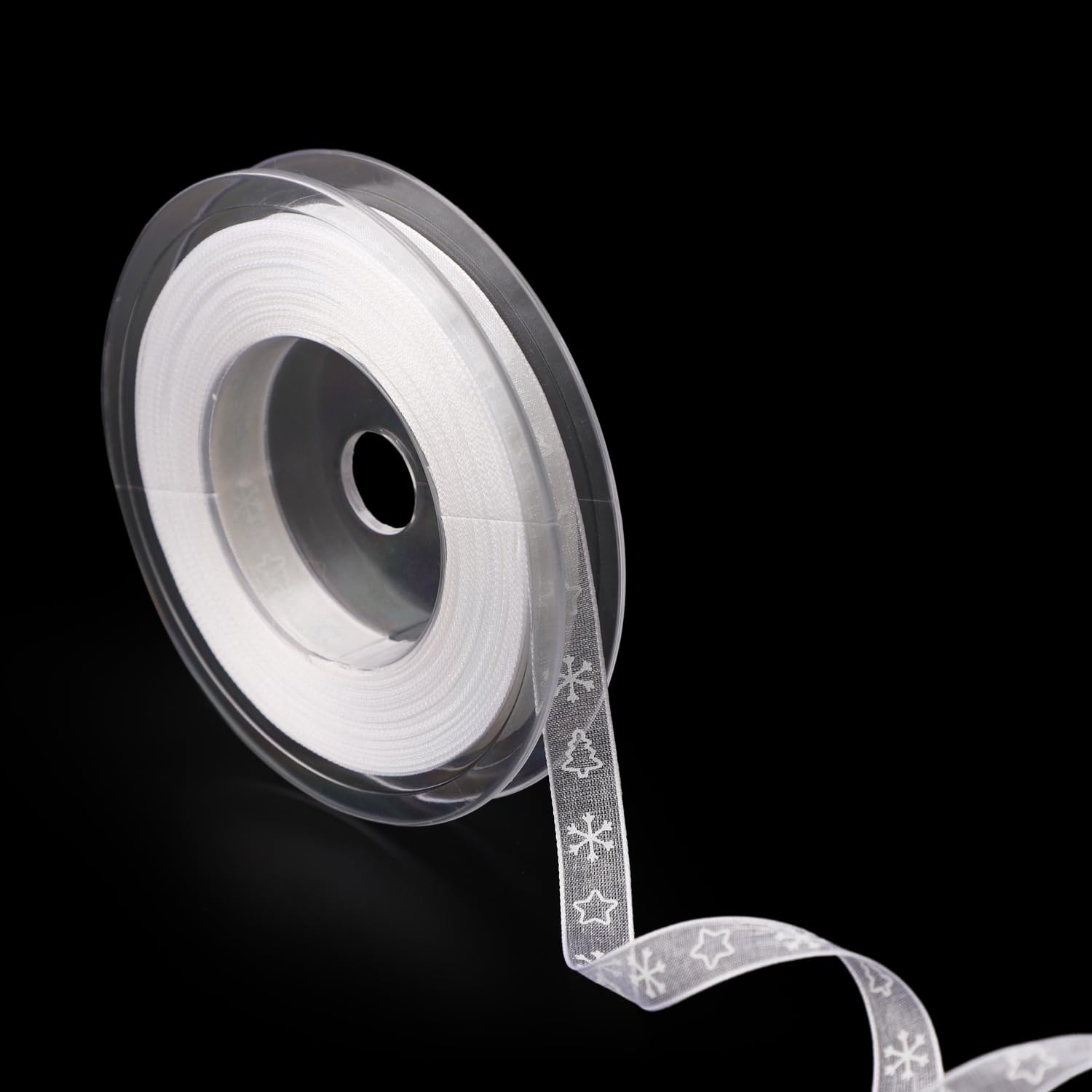 NQEUEPN Christmas Ribbon, 22yd x 0.4 Inch Snowflake Ribbon Merry Christmas Satin Ribbon Wired Ribbon for Crafts Making Gift Wrapping Xmas Decor(White)