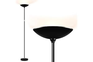 BOOSTAREA Floor Lamp, Standing Lamp, 20W 2000LM LED Torchiere Floor Lamp, Stepless Dimmable, Touch Control, 3000K Daylight, 50000hrs Lifespan, Floor Lamps for Living Room, Standing Lamps for Bedroom, Office