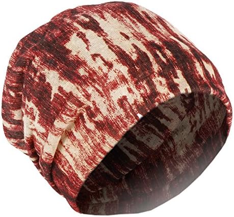 RiscaWin Chemo Hats for Cancer Patients, Multifunctional Multi-Type Baggy Slouchy Beanie Chemo Hat Cap Infinity Scarf (Red Stripe)