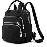 SULCET Small Backpack for Women Casual Quilted Square Bag Waterproof Multi Pockets Daypack Lightweight Top Handle Satchel