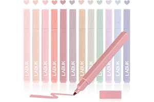 LABUK 12pcs Highlighters, Aesthetic Pastel Cute Highlighter for Bible and Pens No Bleed, with Assorted Colors, Dry Fast Easy to Hold for Journal Planner Notes School Office Supplies