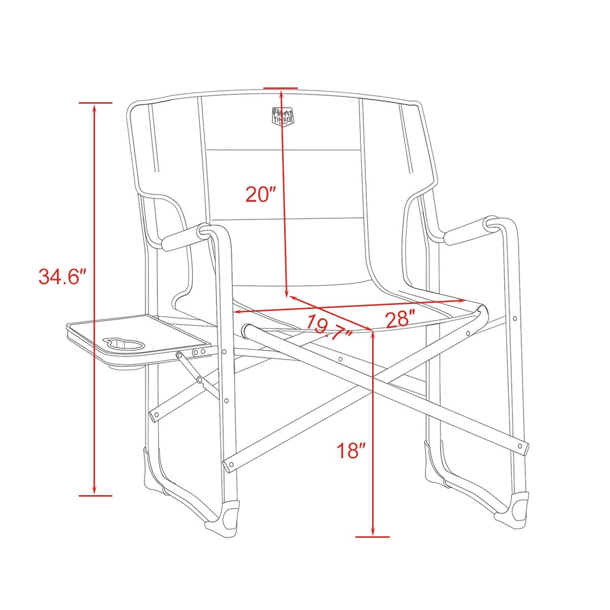 Chairs Timber Ridge Directors Chair Supports 600lbs Xxl Oversize Folding Camping Heavy Duty Steel Frame Full Padded Armrest Side Table Rv Parts Accessories
