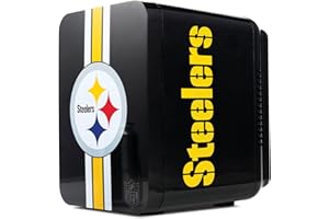 Ukonic NFL Pittsburgh Steelers 6-Can Mini Fridge – 4L Thermoelectric Cooler, AC/DC Powered, Portable, Team Logo, for Home, Car, Tailgates & Travel