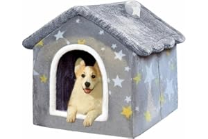 SRUTIRBO Dog House Indoor, Foldable Soft Kennel Bed Warm Cat Nest Puppy Cave with Cushion for Small Medium Large Dogs Cats (L-Within 30 lbs)