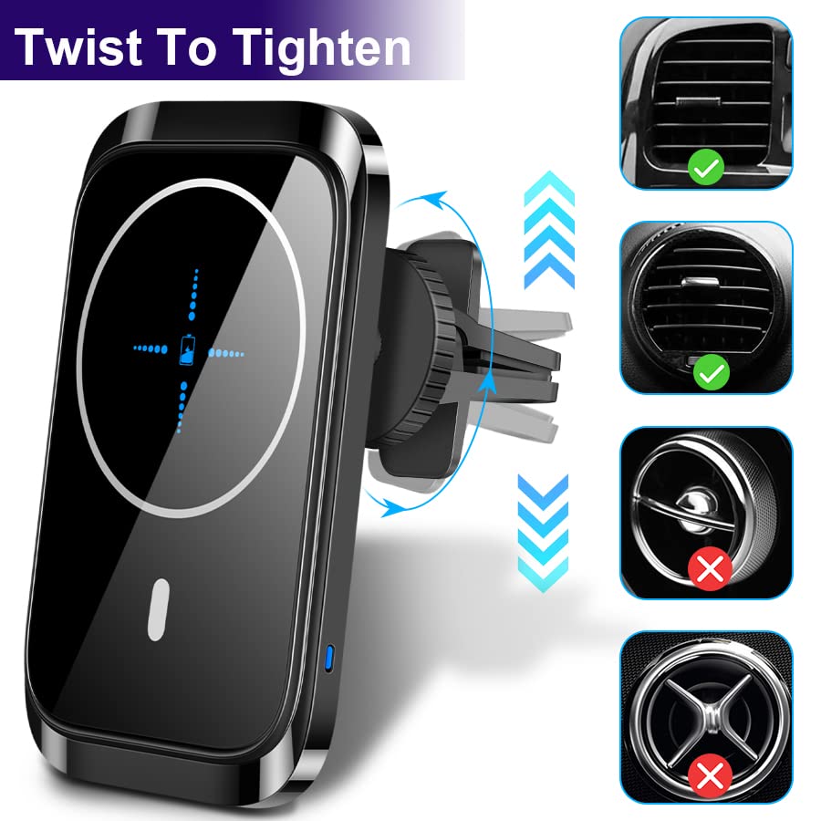 MagSafe Car Charger Mount, AutoAlignment Air Vent Dashboard
