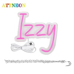 attneon Izzy Name Neon Sign for Wall Decor,LED Name