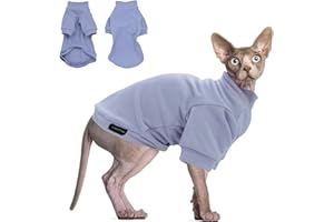 JL WARMPAWS Sphynx Cat Clothes Hairless Cat Sweater Shirt Soft Warm Long Sleeves Pullover Pet Clothes Pajamas Dog Cloth for Small Dogs Kitten Clothes Pet Sweaters (Light Purple, S)