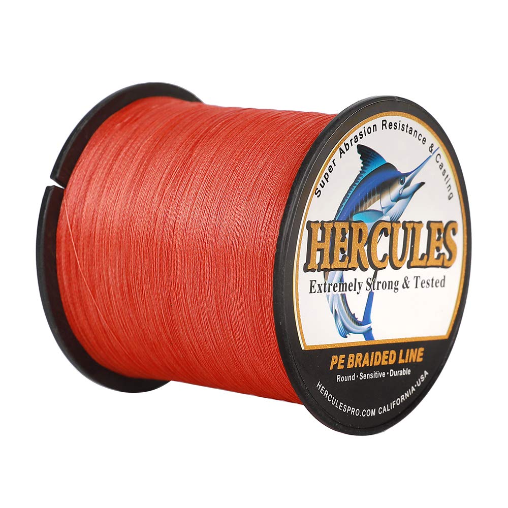 Hercules Super Strong 1000M 1094 Yards Braided Fishing Line 30 LB Test for Saltwater Freshwater PE Braid Fish Lines 4 Strands - Red, 30LB (13.6KG), 0.28MM — image 1