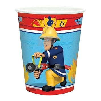 Lote de 24 Vasos de Cartón Infantiles Decorativos"Sam el Bombero". Vajillas y