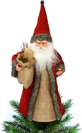 Decorazioni Natalizie Con La Juta.Christmas Presents Babbo Natale Per Albero Di Natale Puntale Con Abiti In Tessuto Juta E Peluche Altezza 30 Cm Decorazioni Natalizie Nuovo Amazon It Casa E Cucina