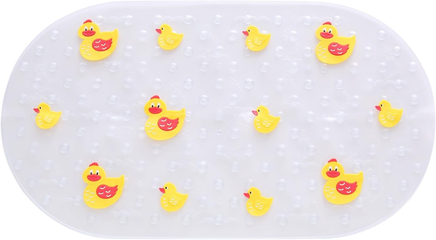 Bathsafe Yellow Duck Bath Mat for Baby Non Skid Suction Cups Shower Mat Child Safety Bathing Tubs Non-Slip Bathtub Mat,Anti-Bacterial, BPA Free,Non-Toxic,Machine Washable,69x39CM