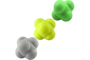 AIRLAXER Reaction Ball,Reflex Ball for Hand Eye Coordination Training,2.83 inch,Pack of 3-Grey,Yellow,Green.