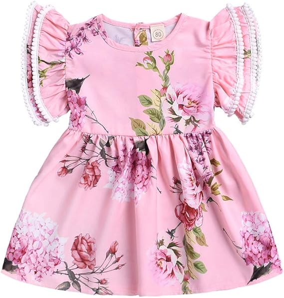 Amazon Co Jp ガールズ フライングスリーブ ワンピース Racazing 人気 赤ちゃん服 娘キッズ ピンク レー スカート 花柄 ドレス1 スエード ワンピース 膝丈 入園式 女の子 入学祝い 日常 通園 通学 春夏物 6ヶ月 4歳 ベビー マタニティ