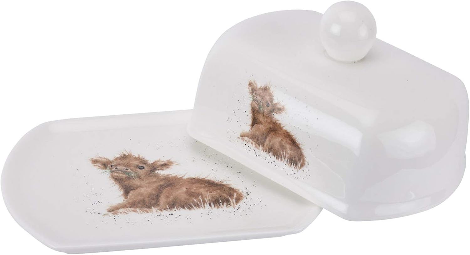 Wrendale by Royal Worcester Covered Butter Dish Calf, MultiColour