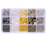 In A Box(1325pcs/box) Kit with 5 Colors 1150 Pcs Open Jump Rings 4mm and 100 Pcs Ribbon Clamp Crimps with Loop Iron Ribbon Ends 10mm and 75 Pcs Lobster Claw Clasp 12mm Jewelry Making Findings