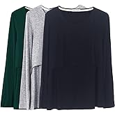 Smallshow Women's Nursing Tops Long Sleeve Shirts for Breastfeeding 3-Pack